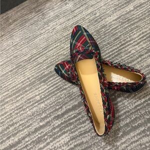 Talbots Women's Tartan Plaid Loafers - Red and Navy